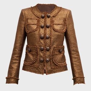 Maison Common Women's Metallic Bronze Tweed Button-Front Jacket